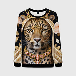 Свитшот мужской Леопард с короной, цвет: 3D-черный