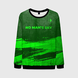 Свитшот мужской No Mans Sky - green gradient посередине, цвет: 3D-черный