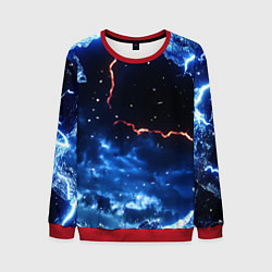 Свитшот мужской Звезды и молнии в разломе плит, цвет: 3D-красный