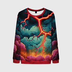 Свитшот мужской Молнии в виде разлома, цвет: 3D-красный