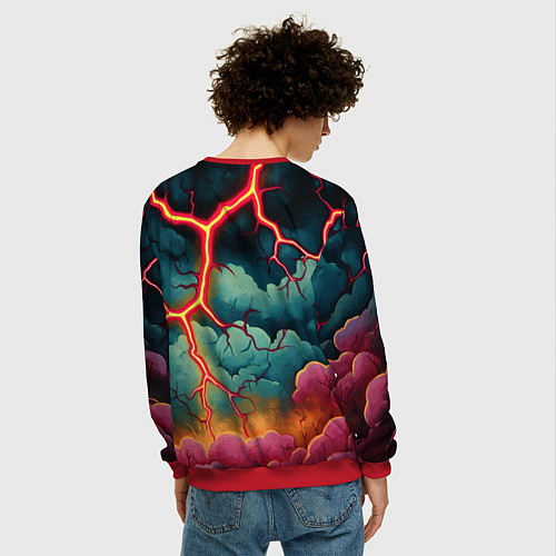 Мужской свитшот Молнии в виде разлома / 3D-Красный – фото 4