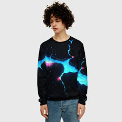 Свитшот мужской Голубой разлом в черной текстуре, цвет: 3D-черный — фото 2