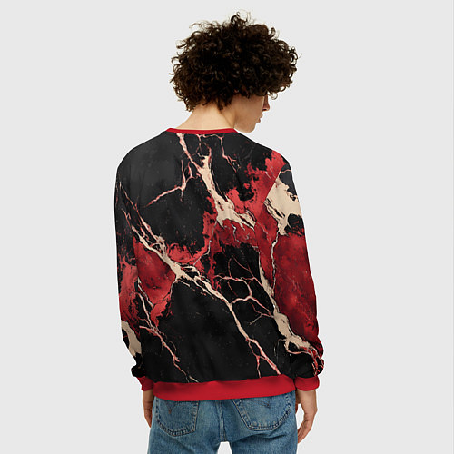 Мужской свитшот Красно-черная потертая текстура / 3D-Красный – фото 4