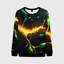 Свитшот мужской Разлом текстуры с зеленой слизью, цвет: 3D-черный