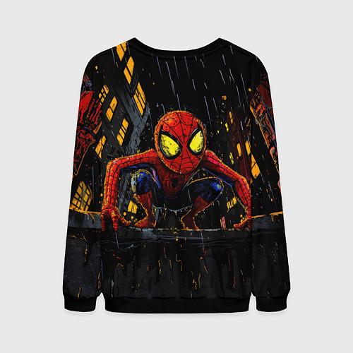 Мужской свитшот Маленький человек-паук с желтыми глазами / 3D-Черный – фото 2