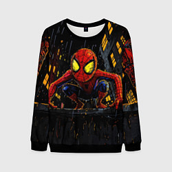 Свитшот мужской Маленький человек-паук с желтыми глазами, цвет: 3D-черный