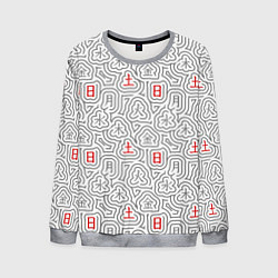 Свитшот мужской Серые будни и красные выходные иероглифами, цвет: 3D-меланж