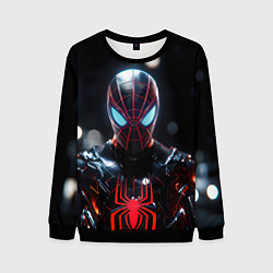 Свитшот мужской Спайдер-мен в мото костюме, цвет: 3D-черный