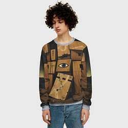 Свитшот мужской Коробки и глаз, цвет: 3D-меланж — фото 2