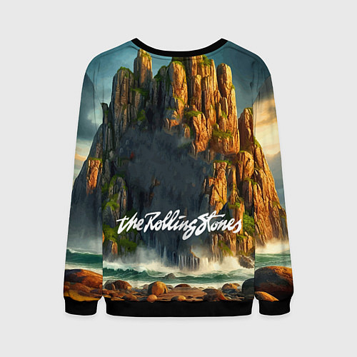 Мужской свитшот Rolling Stones - sea rocks / 3D-Черный – фото 2