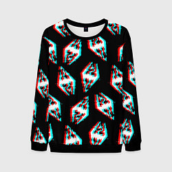 Свитшот мужской Skyrim glitch logo patten, цвет: 3D-черный