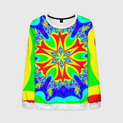 Свитшот мужской Неоновая психоделика узор, цвет: 3D-белый