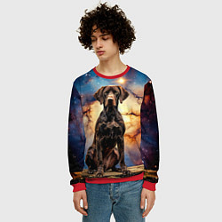 Свитшот мужской Курцхаар и космос, цвет: 3D-красный — фото 2