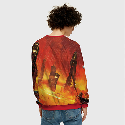 Мужской свитшот Бэтмен застыл в воздухе / 3D-Красный – фото 4