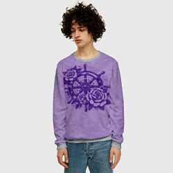 Свитшот мужской Штурвал в розах, цвет: 3D-меланж — фото 2