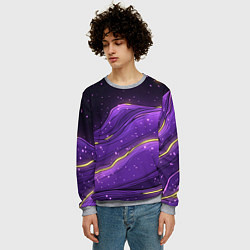 Свитшот мужской Фиолетовая текстура с золотыми звездочками, цвет: 3D-меланж — фото 2