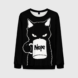 Свитшот мужской Angry black cat nope, цвет: 3D-черный