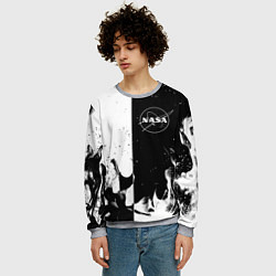 Свитшот мужской Nasa черно белый огонь, цвет: 3D-меланж — фото 2