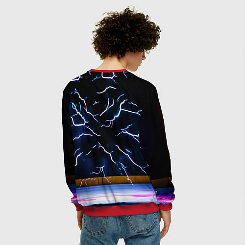 Мужской свитшот Хоккеист и молния / 3D-Красный – фото 4
