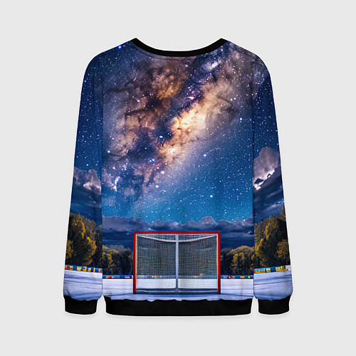 Мужской свитшот Хоккейные ворота в ночи / 3D-Черный – фото 2