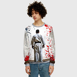 Свитшот мужской Борец айкидо на белом, цвет: 3D-меланж — фото 2