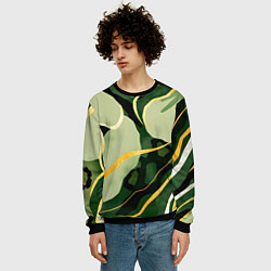 Свитшот мужской Зеленый природный паттерн, цвет: 3D-черный — фото 2