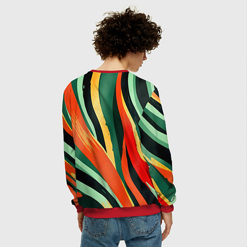 Мужской свитшот Тропическая жаркая абстракция / 3D-Красный – фото 4