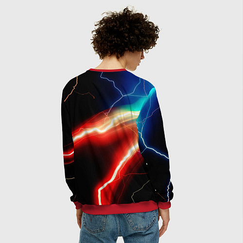 Мужской свитшот Lightning light / 3D-Красный – фото 4