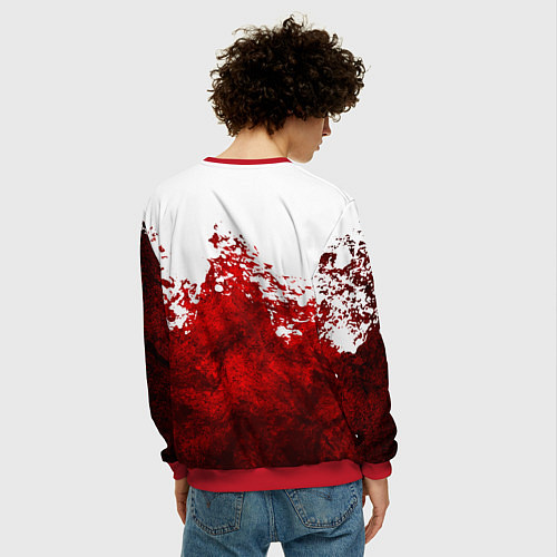Мужской свитшот Юрий Хой бело-красный фон / 3D-Красный – фото 4