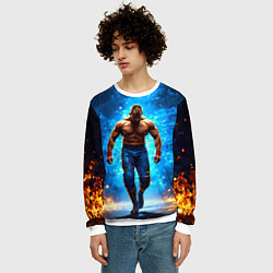 Свитшот мужской Реслер в огне, цвет: 3D-белый — фото 2