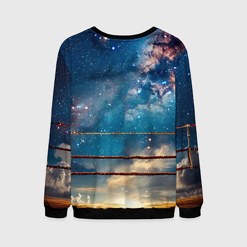 Мужской свитшот Тайский боксер в космосе / 3D-Черный – фото 2
