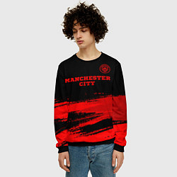 Свитшот мужской Manchester City - red gradient посередине, цвет: 3D-черный — фото 2