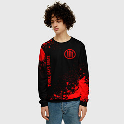 Свитшот мужской Three Days Grace - red gradient вертикально, цвет: 3D-черный — фото 2