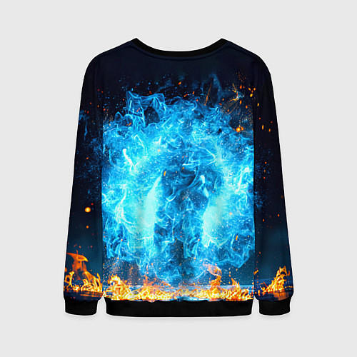 Мужской свитшот Дзюдоист в синем пламени / 3D-Черный – фото 2