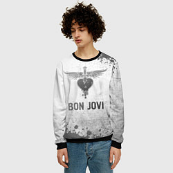 Свитшот мужской Bon Jovi - white gradient, цвет: 3D-черный — фото 2