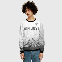 Свитшот мужской Bon Jovi - white gradient посередине, цвет: 3D-черный — фото 2