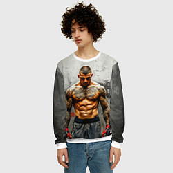 Свитшот мужской Дастин Порье на сером, цвет: 3D-белый — фото 2