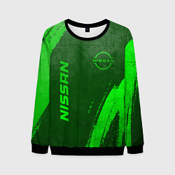 Свитшот мужской Nissan - green gradient вертикально, цвет: 3D-черный