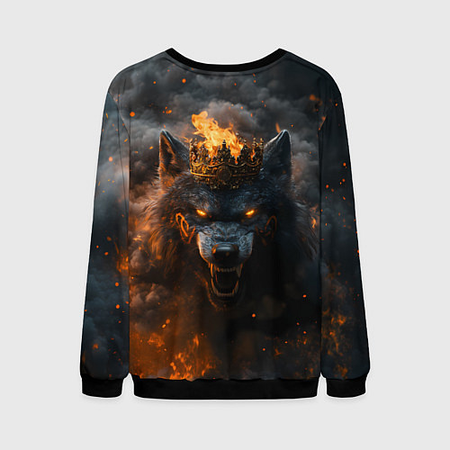 Мужской свитшот Волк в огне / 3D-Черный – фото 2