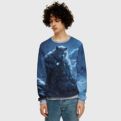Свитшот мужской Волк повелитель молний, цвет: 3D-меланж — фото 2