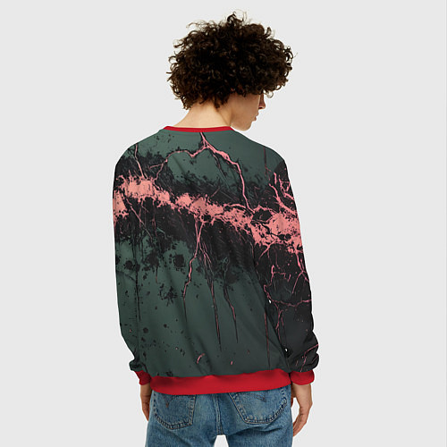 Мужской свитшот Гранж потертая текстура / 3D-Красный – фото 4