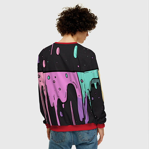 Мужской свитшот Стекающая краска текстура / 3D-Красный – фото 4