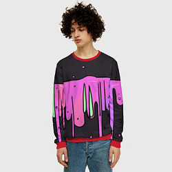 Свитшот мужской Фиолетовая текстура на черном фоне, цвет: 3D-красный — фото 2