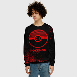 Свитшот мужской Pokemon - red gradient, цвет: 3D-черный — фото 2
