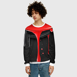 Свитшот мужской Красная и черная краска текстура, цвет: 3D-белый — фото 2