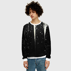 Свитшот мужской Белые брызги на черном, цвет: 3D-белый — фото 2