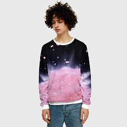 Свитшот мужской Розовая текстура с лепестками, цвет: 3D-белый — фото 2