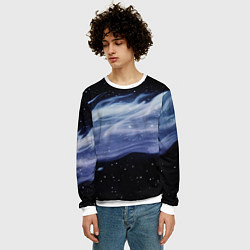 Свитшот мужской Синяя волна в космосе - текстура, цвет: 3D-белый — фото 2