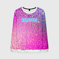 Свитшот мужской Inzoi лого и розовые блестки, цвет: 3D-белый