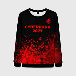 Мужской свитшот Cyberpunk 2077 - red gradient посередине